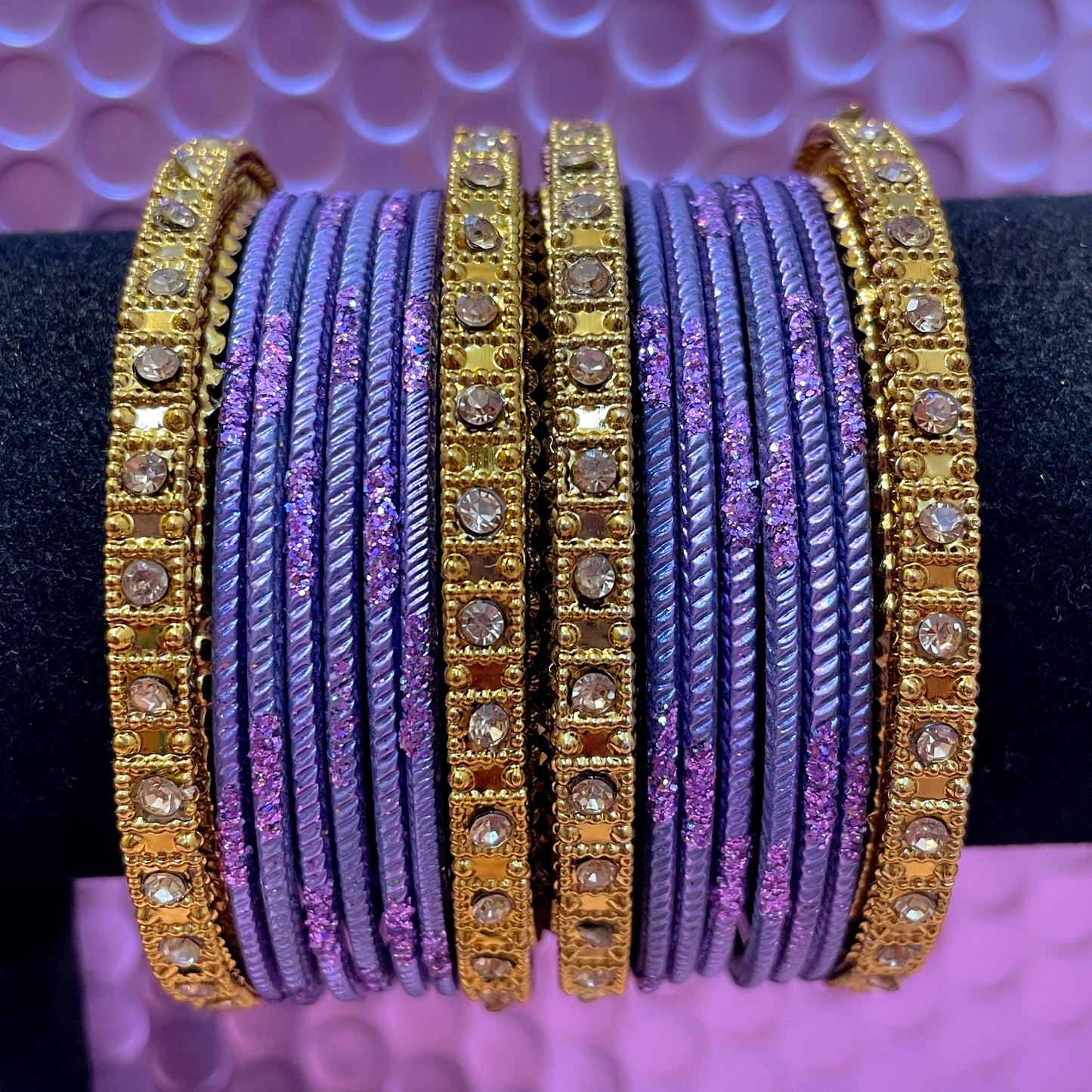 Gold Diamante Metal Bangles Sets- Various Colours