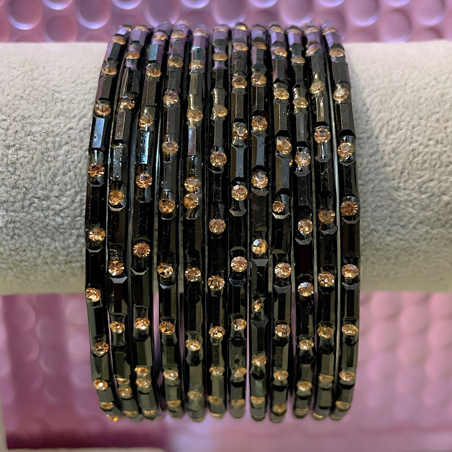 Stone Glass Bangles in various colours- Size 2.14