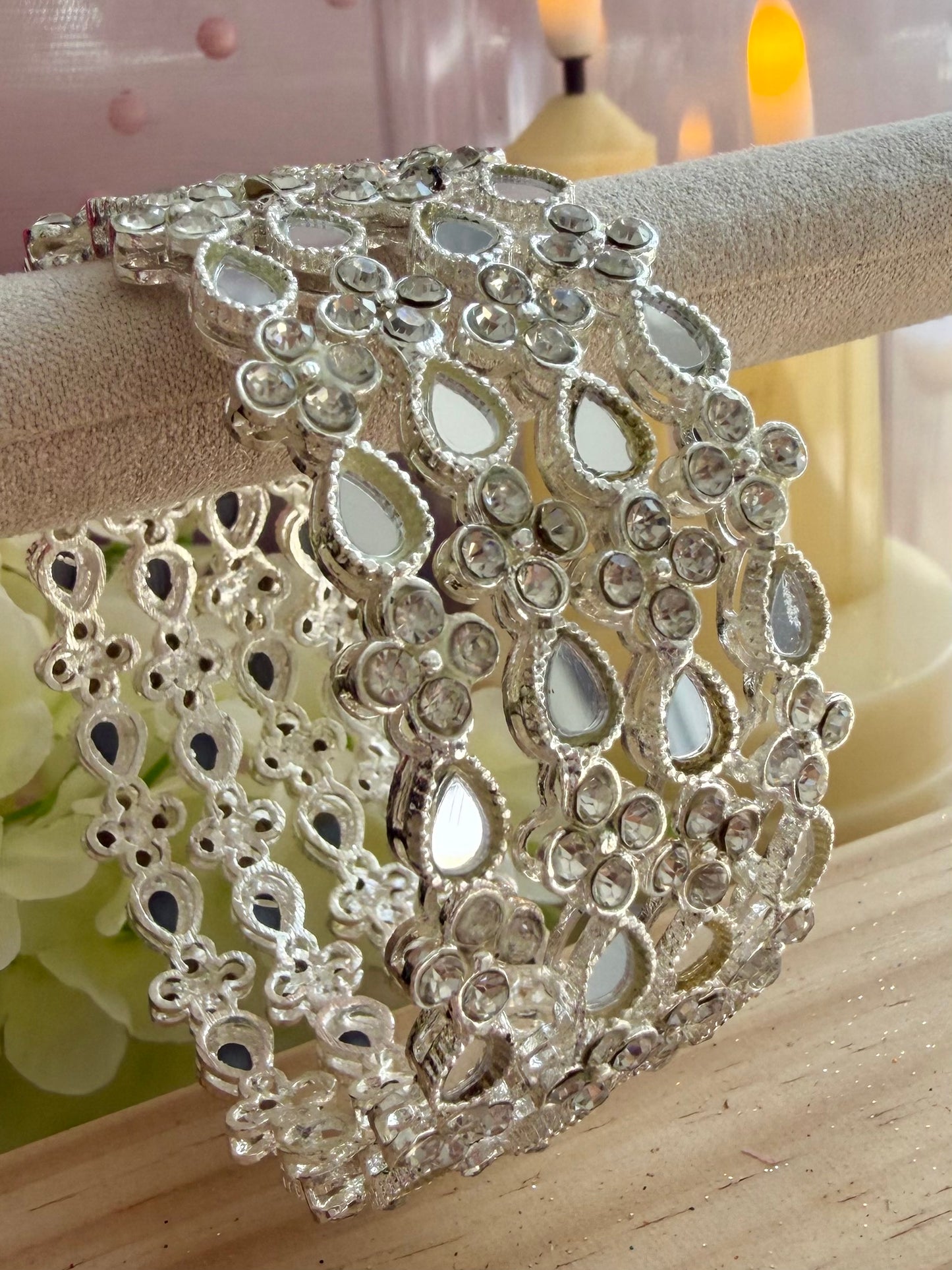 Silver Kundan Metal Karas