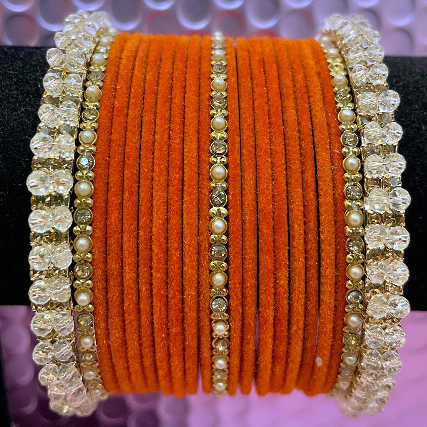 Gold Pearl Metal Bangles Sets Various Colours- Size 2.10