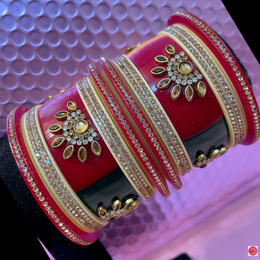 Multicoloured Kundan Bangles Set