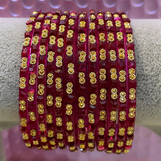 Strawberry Glass Bangles Set- Size 2.6/2.8