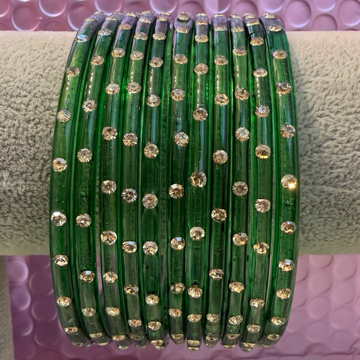 Stone Glass Bangles in various colours- Size 2.10
