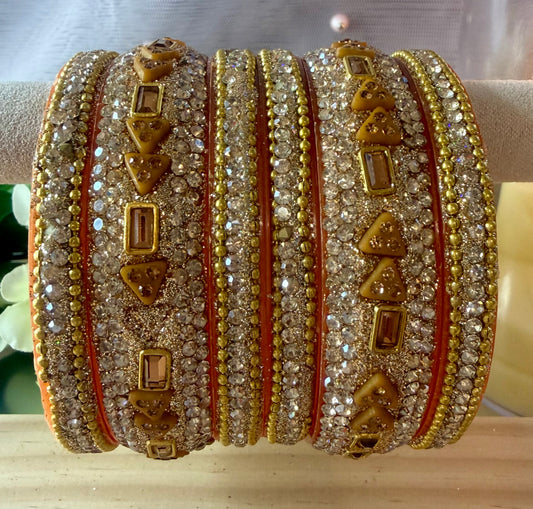 Gold Stone Bangles Set