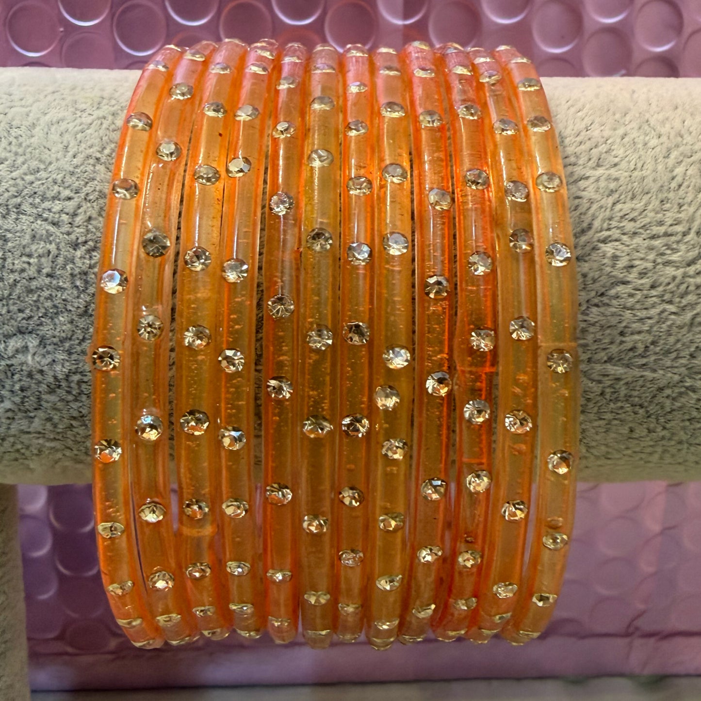 Stone Glass Bangles in various colours- Size 2.10