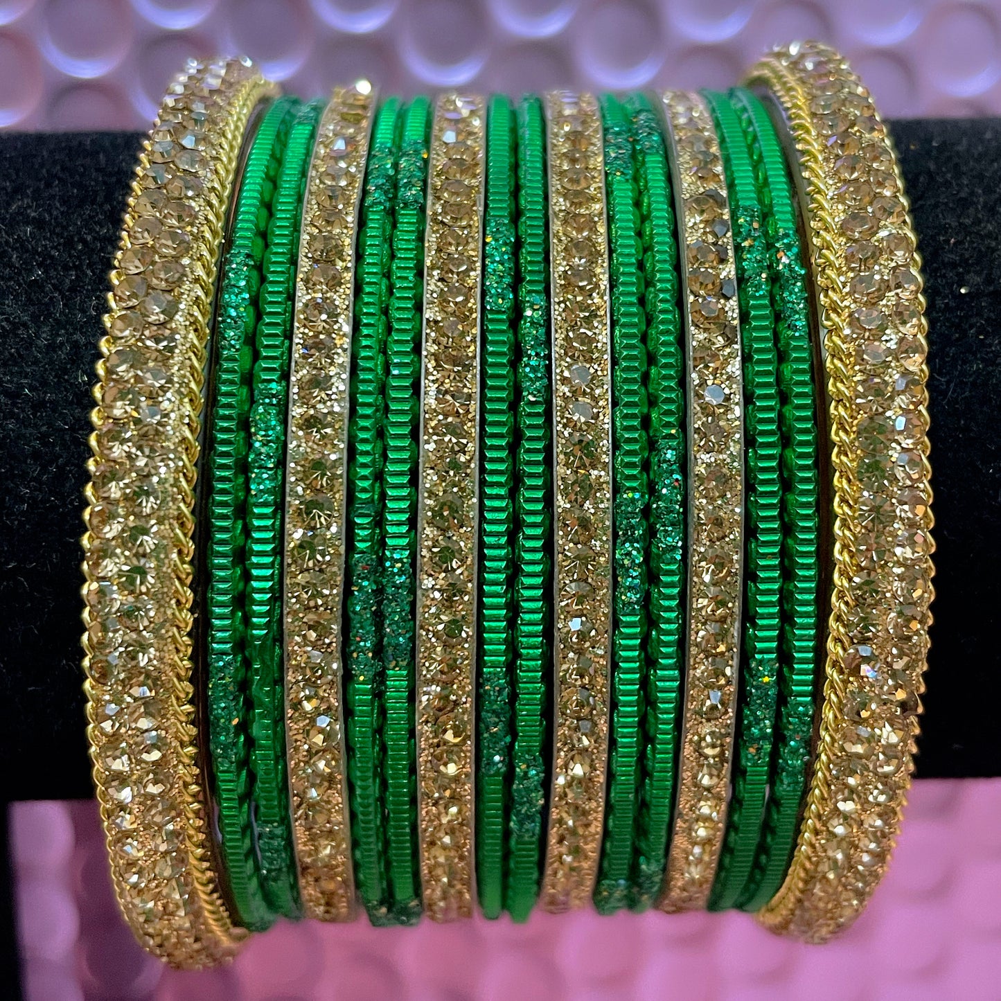 Gold Zirconia Metal Bangles Set- Various Colours