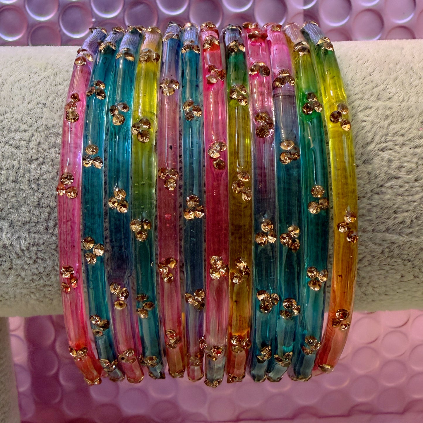 Zirconia Glass Bangles in various Colours- Size 2.6/2.8