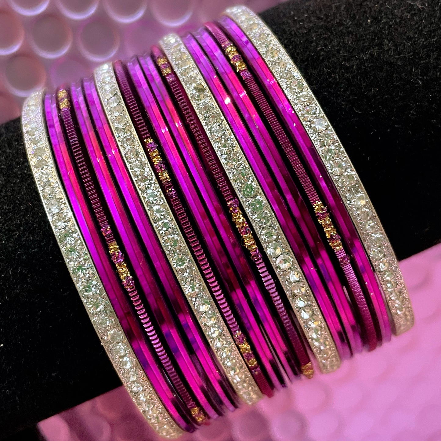 Zirconia Metal Bangles Sets- Various Colours