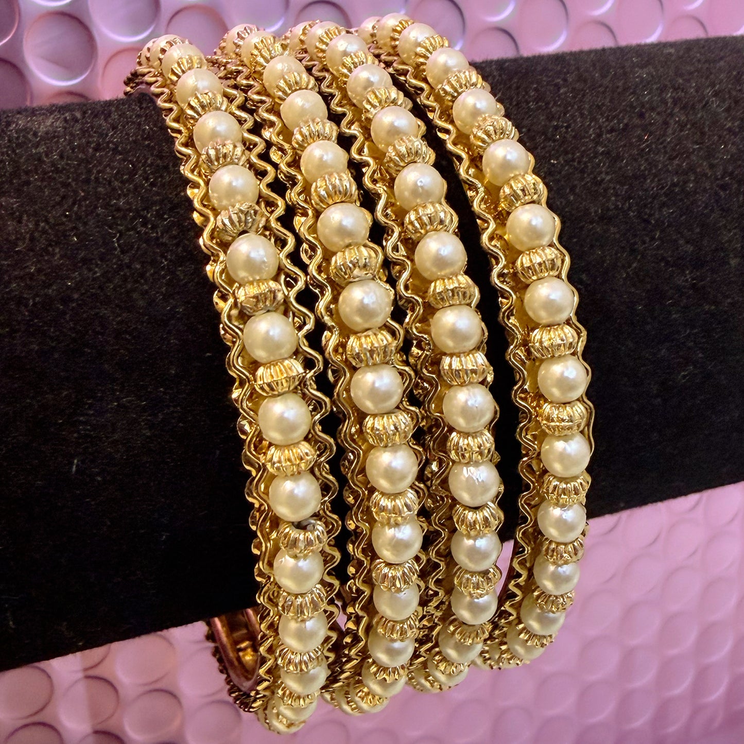 Gold Pearl Metal Karas