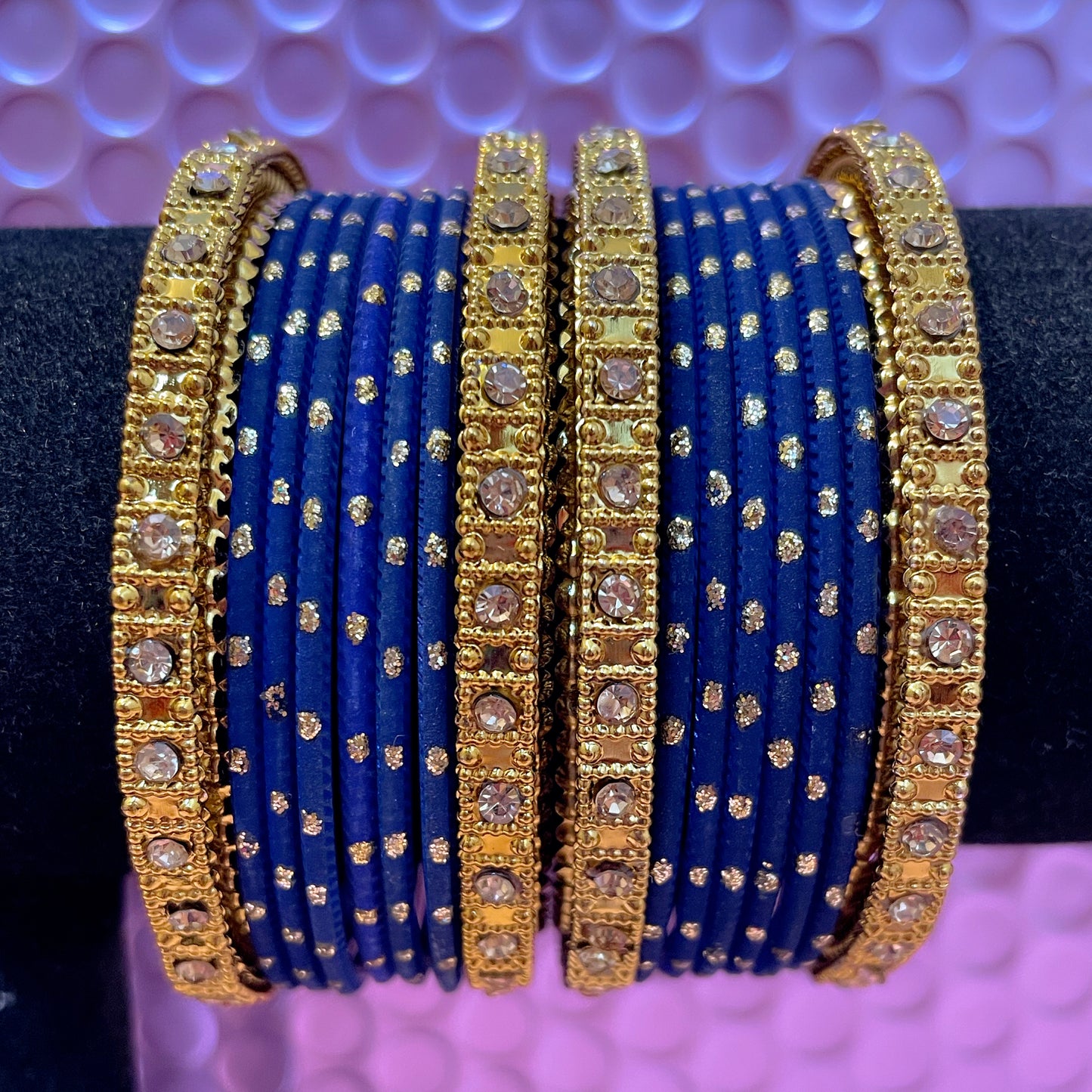 Gold Diamante Metal Bangles Sets- Various Colours