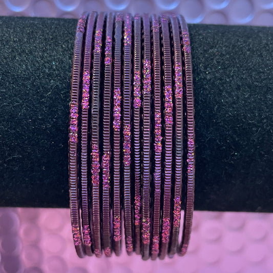 Wine Metal Bangles Set- Size 2.6/2.8