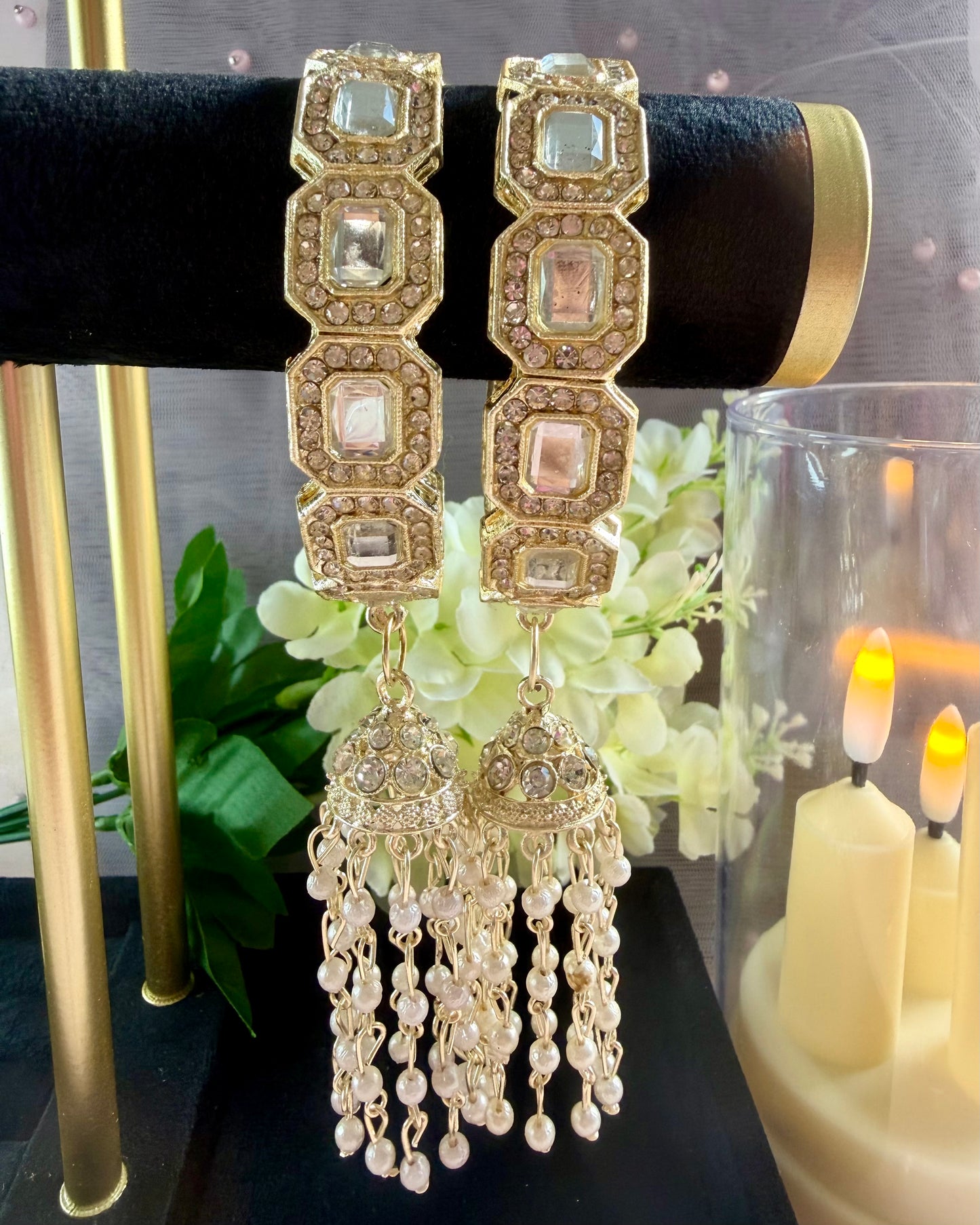 Gold Kundan Hanging Metal Karas