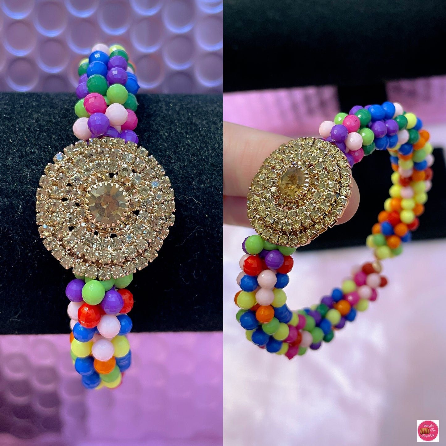 Multicoloured Zirconia Adjustable Open Bracelet