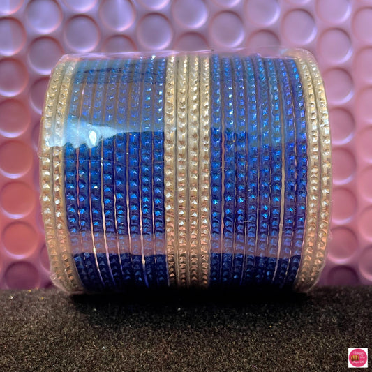 Silver & Blue Metal Bangles Set