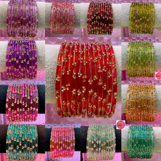 Zirconia Glass Bangles in various Colours- Size 2.6/2.8