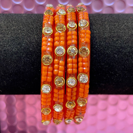 Orange Red Glass Karas- Size 2.8