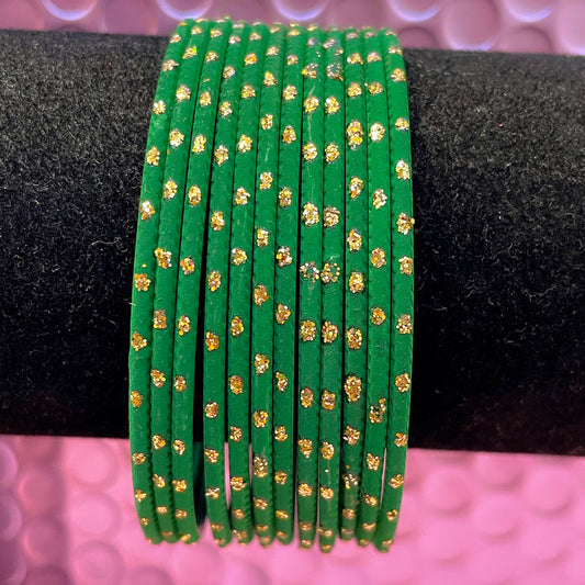Green Metal Bangles Set