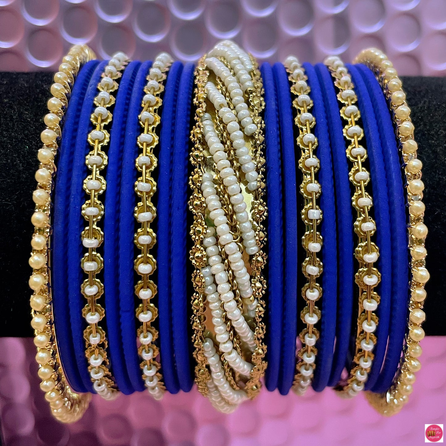 Pearl Metal Bangles Sets- Various Colours