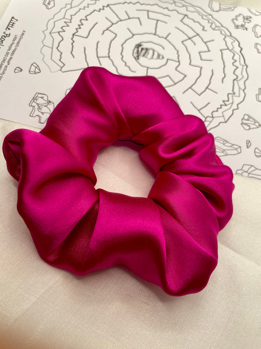 Hot Pink Silk Scrunchie
