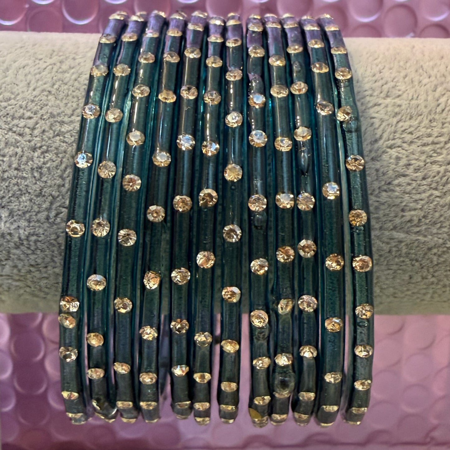 Stone Glass Bangles in various colours- Size 2.10
