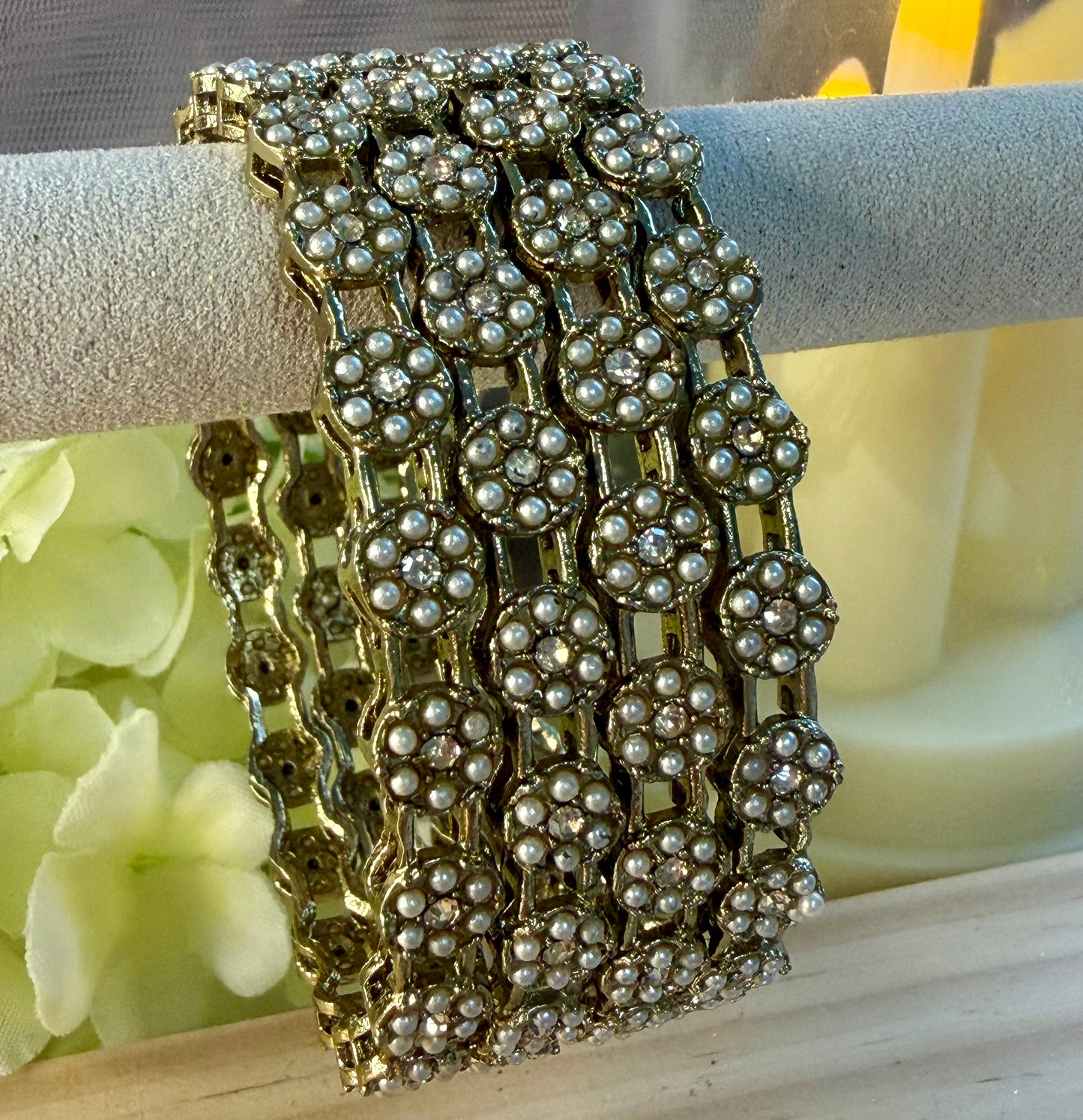 Kundan Pearl Metal Karas