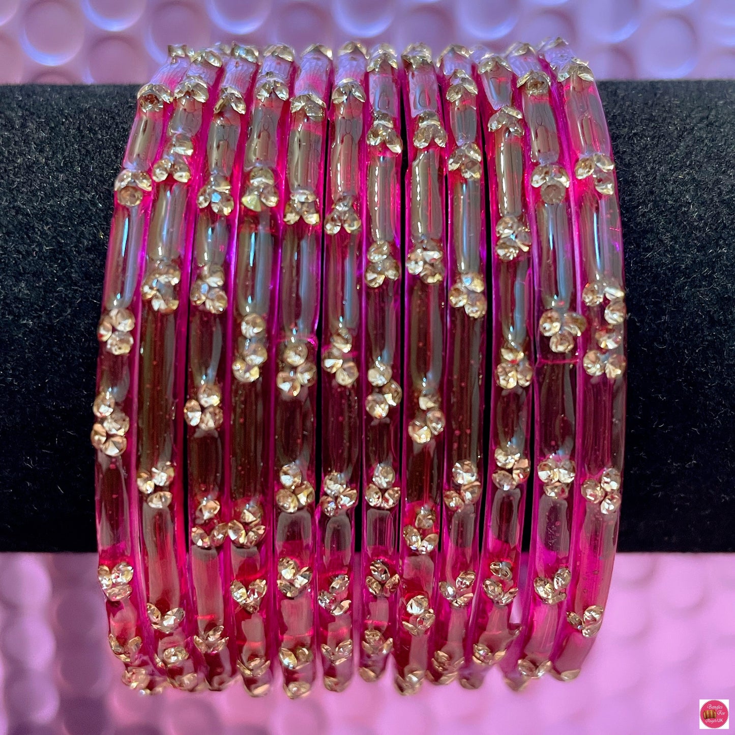Zirconia Glass Bangles in various Colours- Size 2.6/2.8