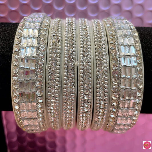 Silver Bangles Set- Size 2.2