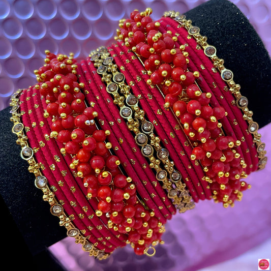 Red & Gold Metal Bangles Set