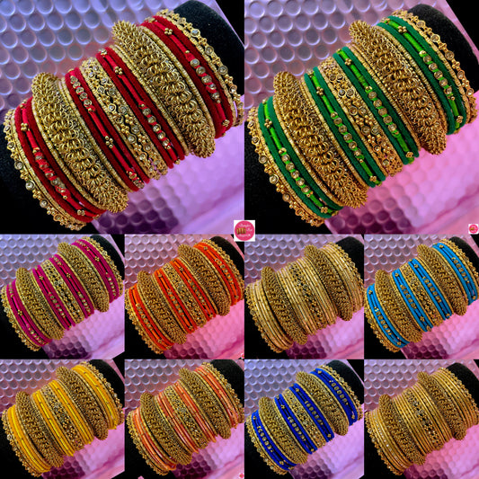 Gold Metal Bangles Sets- Various Colours