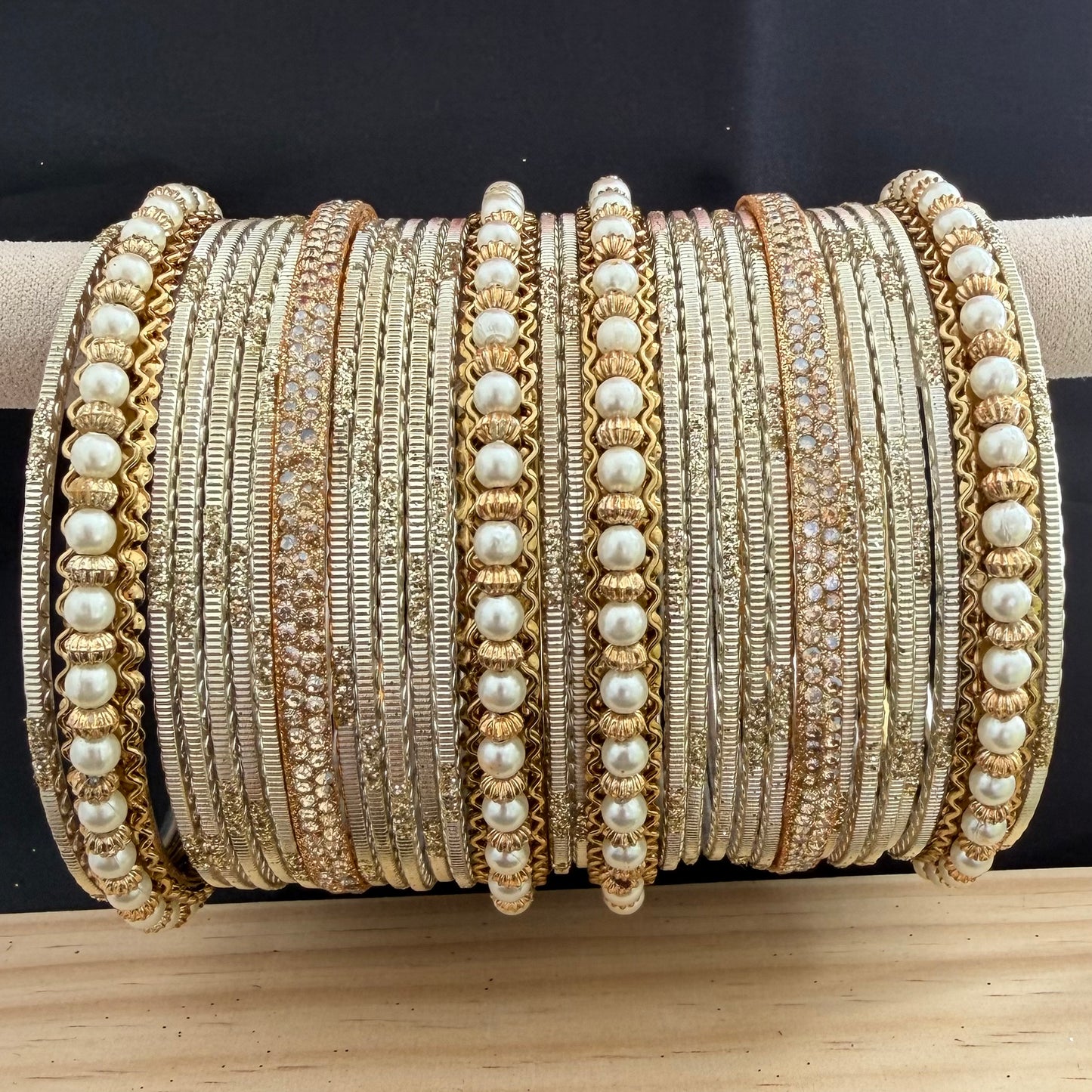 Pearl Metal Bangles Set in various colors