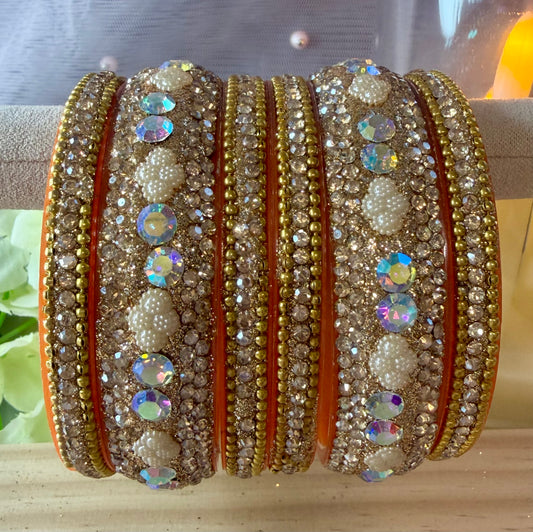 Gold Stone Bangles Set