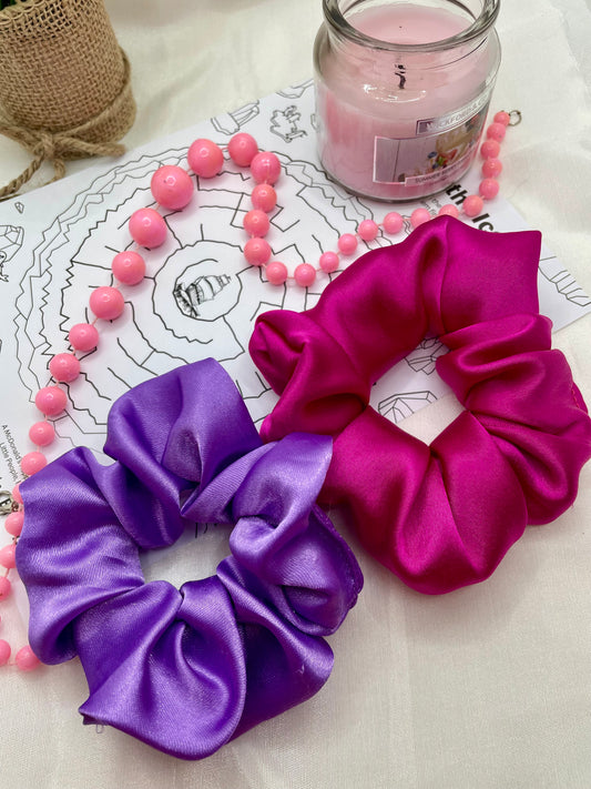 Pink & Purple Silk Scrunchie Combo