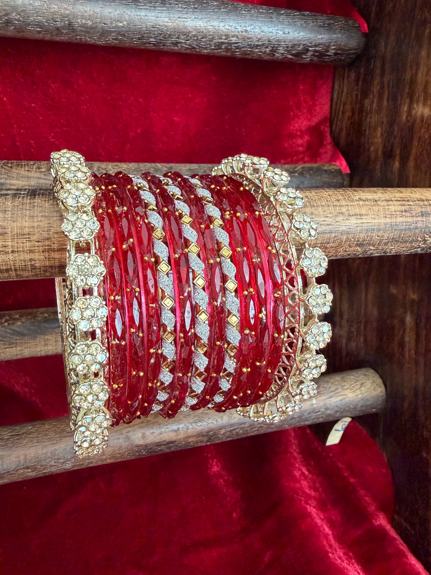 Gold Zirconia Glass Bangles Sets in various colors