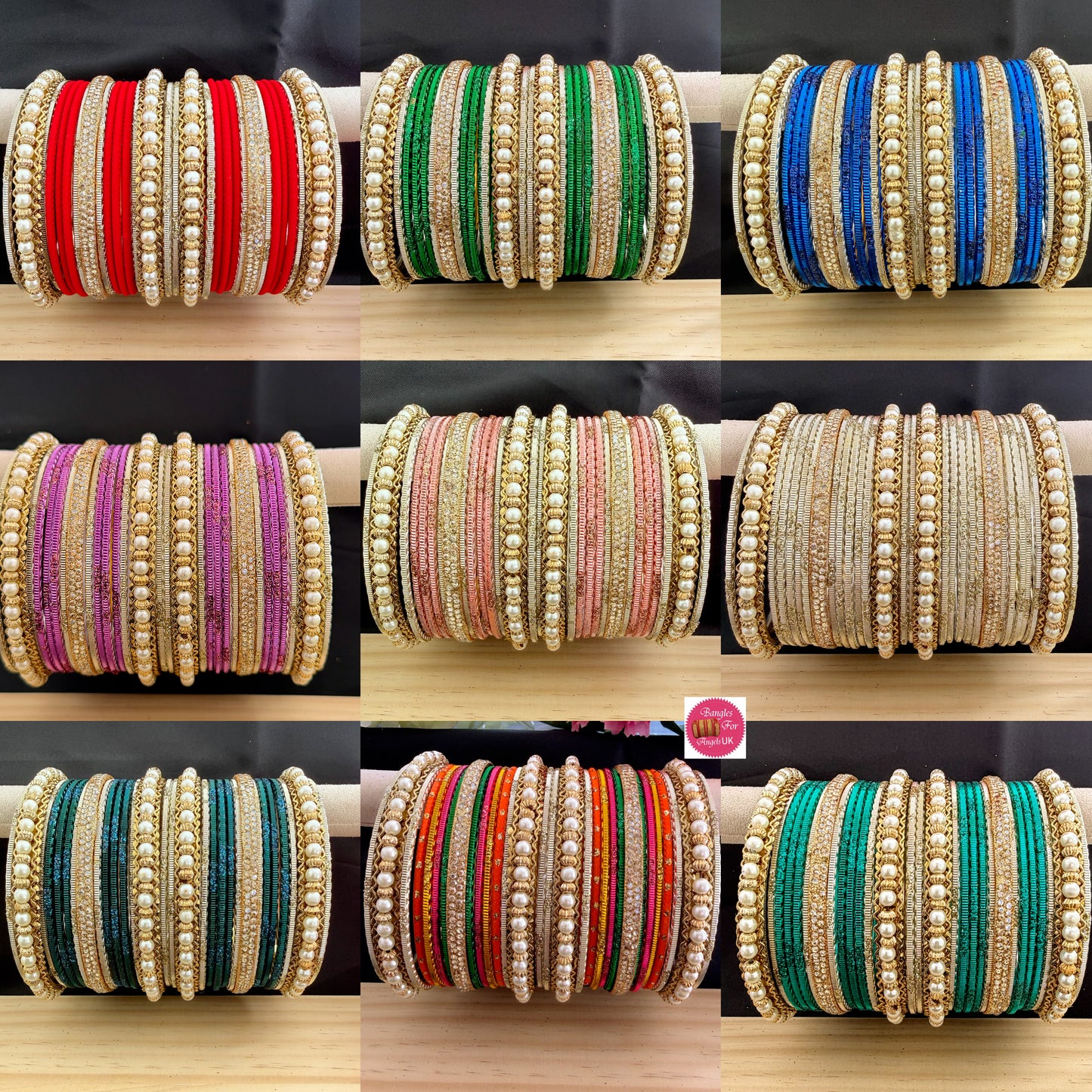 Pearl Metal Bangles Set in various colors