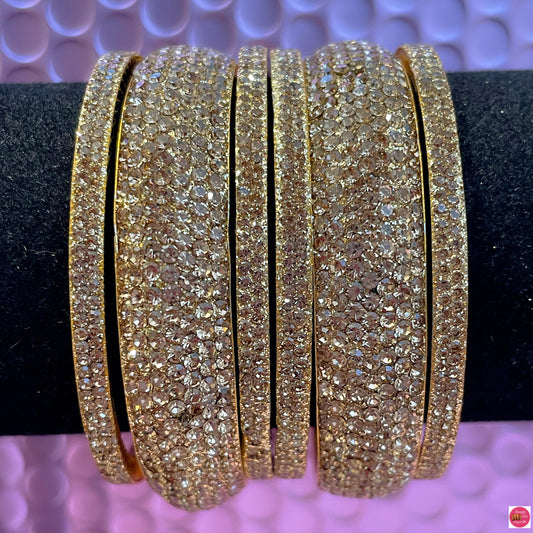 Gold Brass Metal Bangles Set- Size 2.2