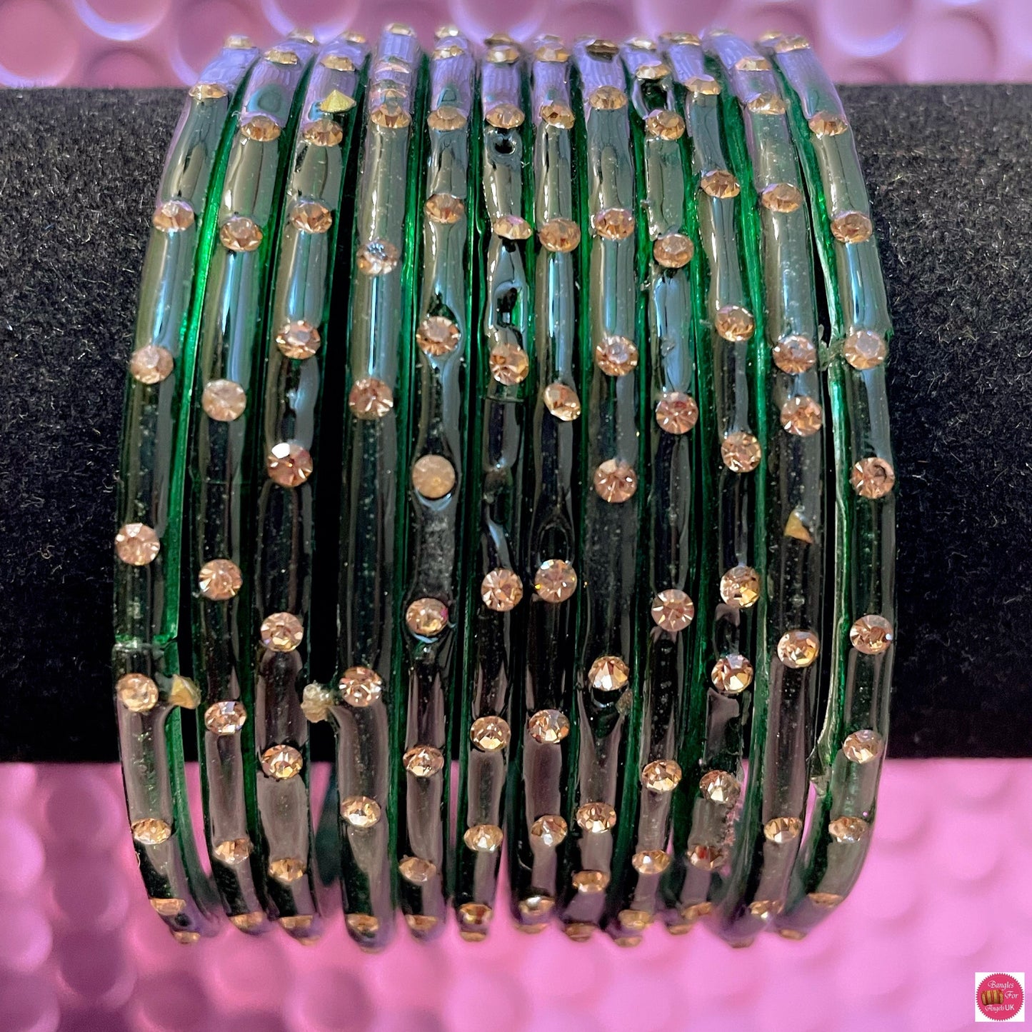 Stone Glass Bangles in various colours- Size 2.10
