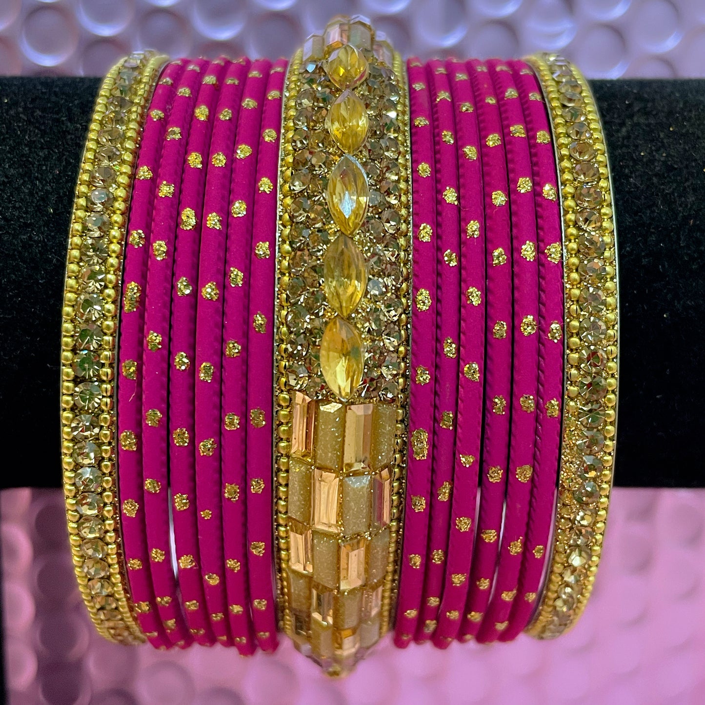 Gold Metal Bangles Sets Various Colours- Size 2.12