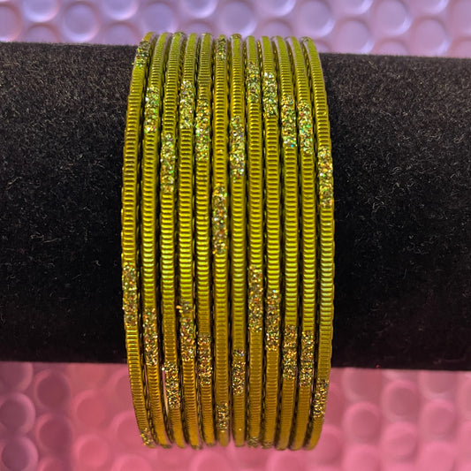 Mehendi Green Metal Bangles- Size 2.6/2.8