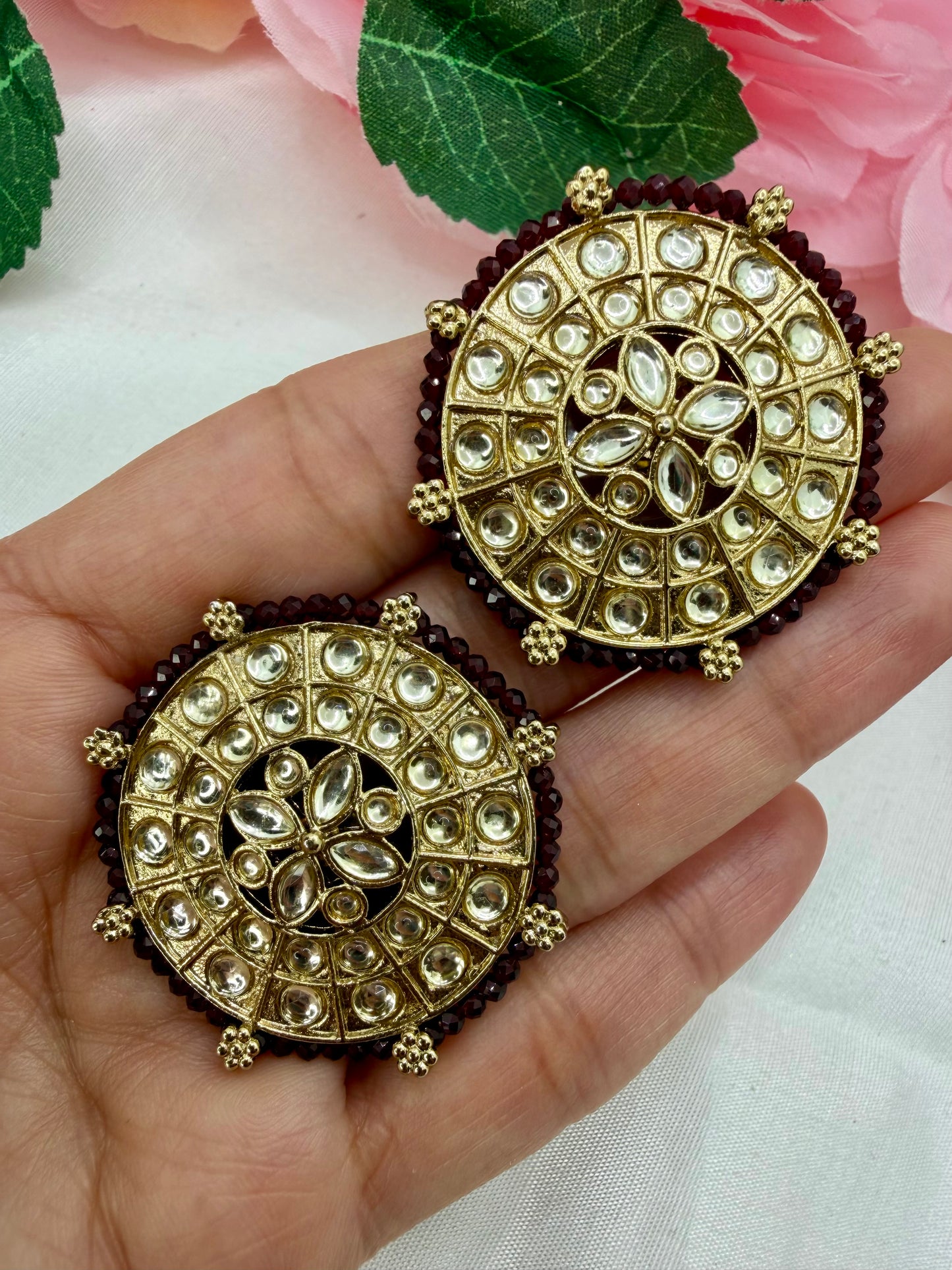 Kundan Maroon Earings