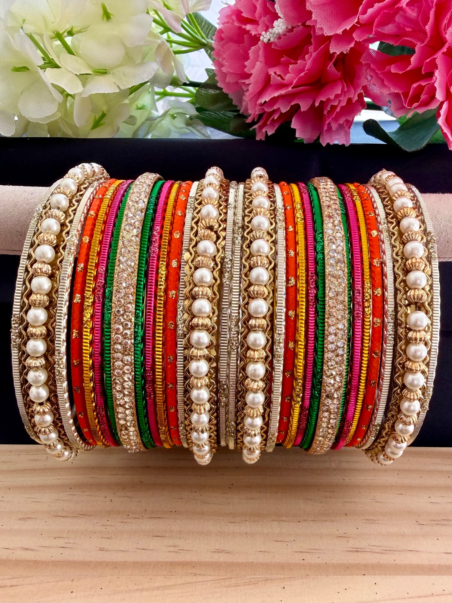 Pearl Metal Bangles Set in various colors
