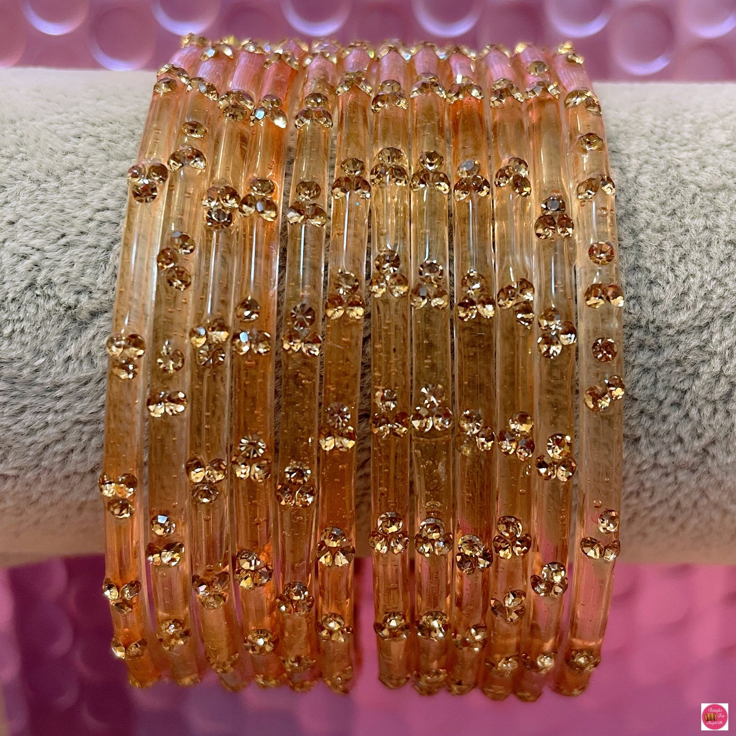 Zirconia Glass Bangles in various Colours- Size 2.6/2.8