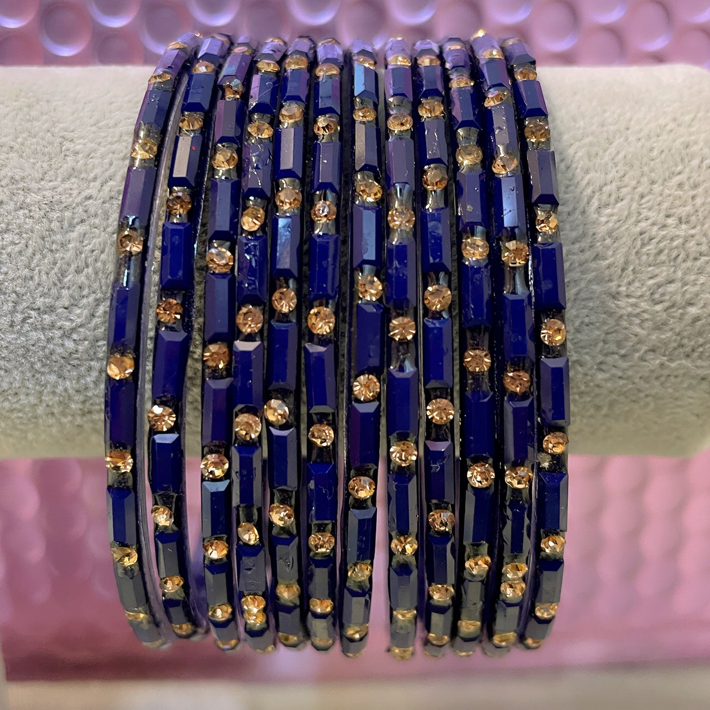 Stone Glass Bangles in various colours- Size 2.14