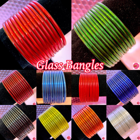 Plain Glass Bangles- Combo Of 10 Sets