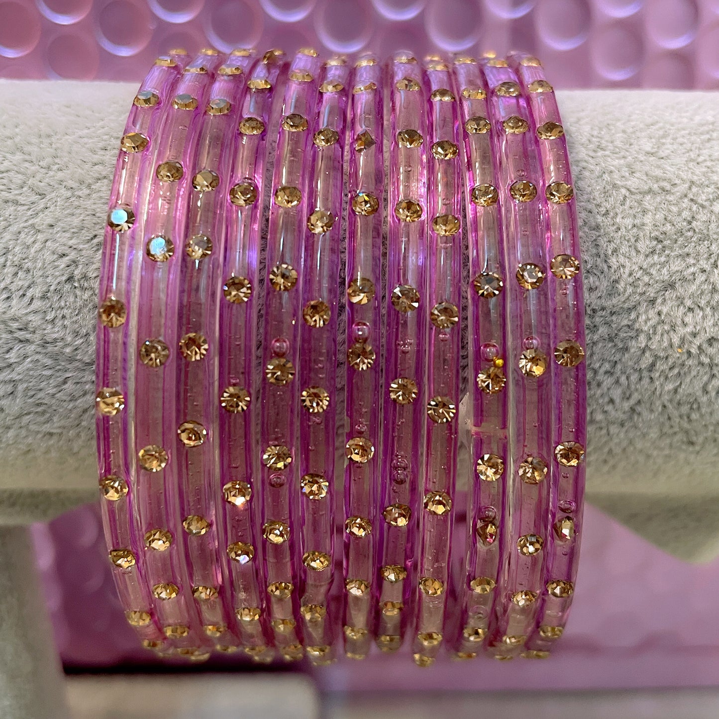 Stone Glass Bangles in various colours- Size 2.10