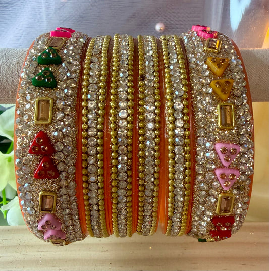 Multicoloured Stone Bangles Set