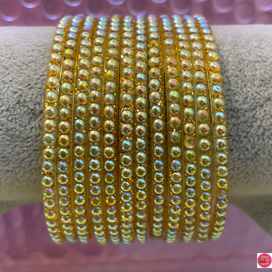 Pearl Rainbow Gold Glass Bangles- Size 2.4/2.6/2.8