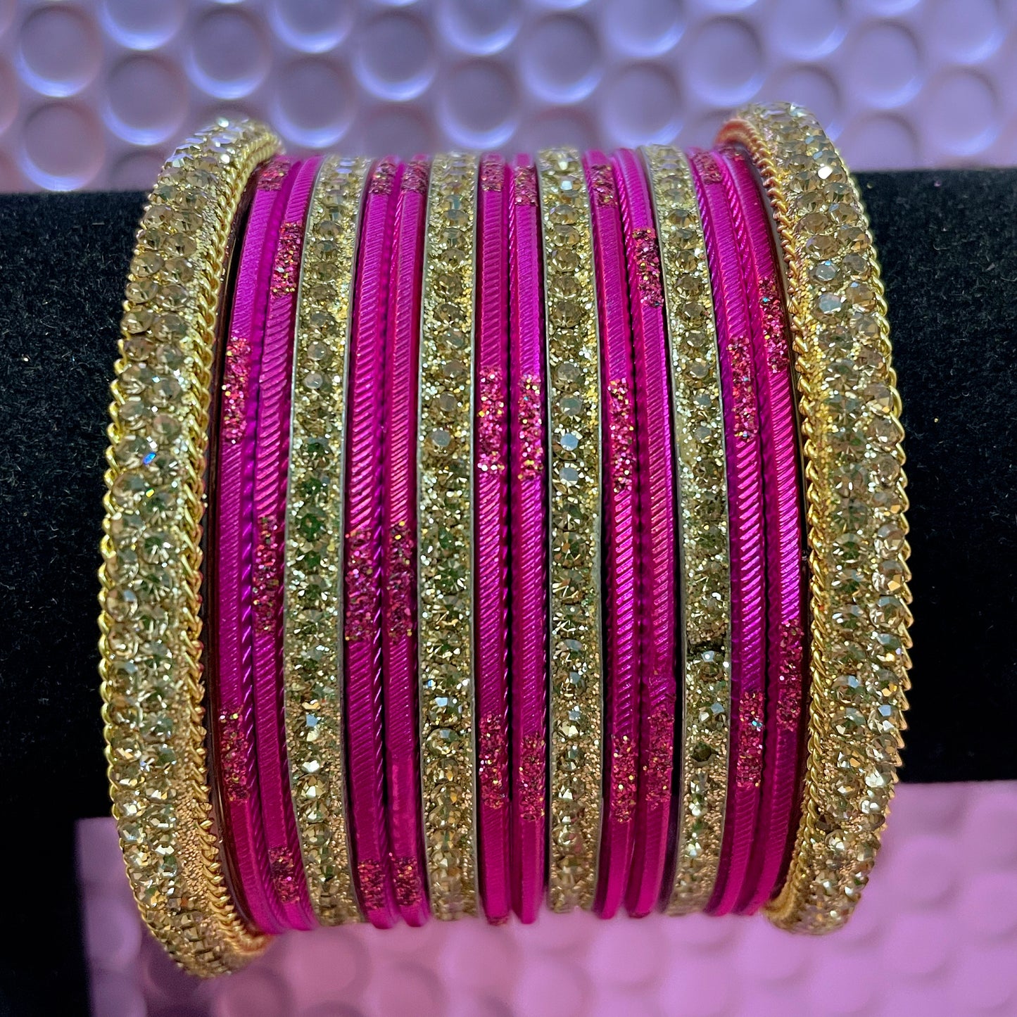 Gold Zirconia Metal Bangles Set- Various Colours