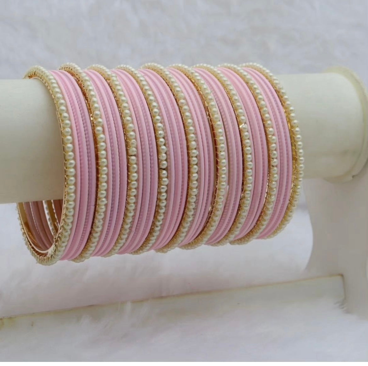 Pearl Metal Bangles Sets- Various Colours