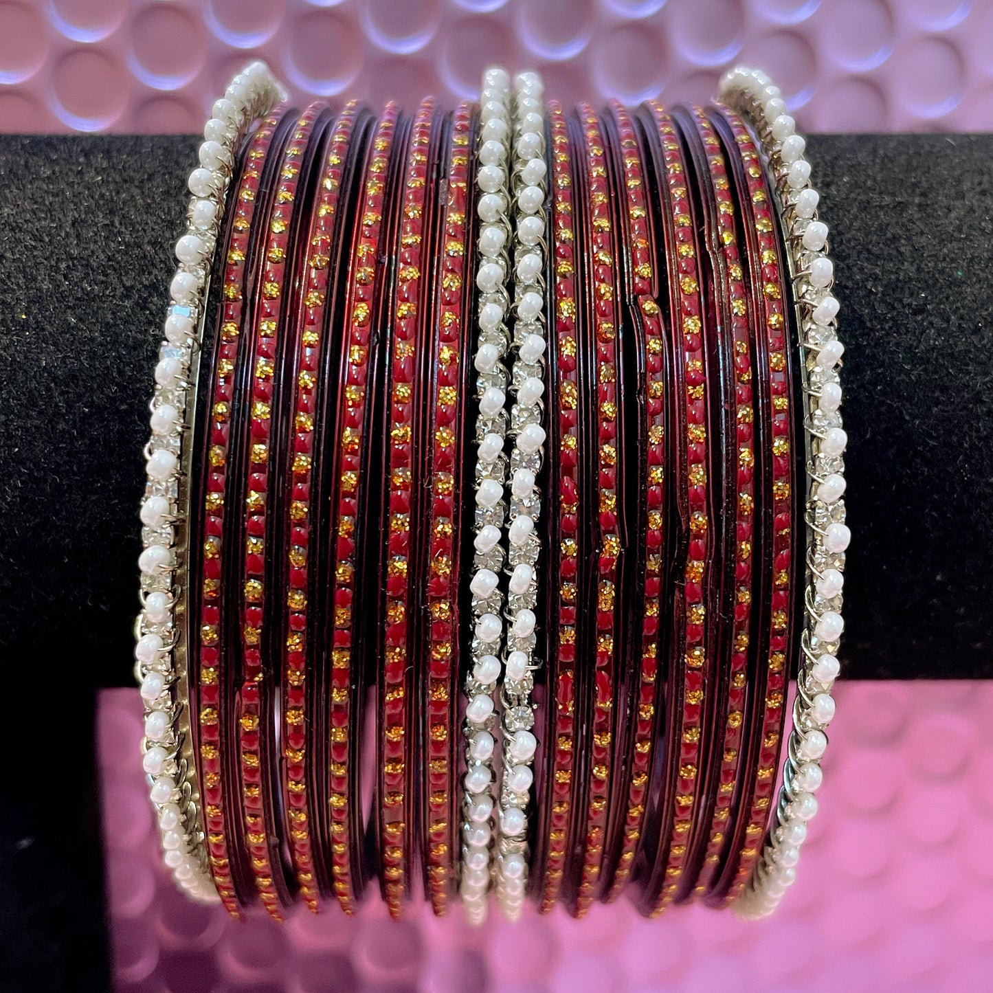 Pearl Glass Bangles Set- Size 2.12