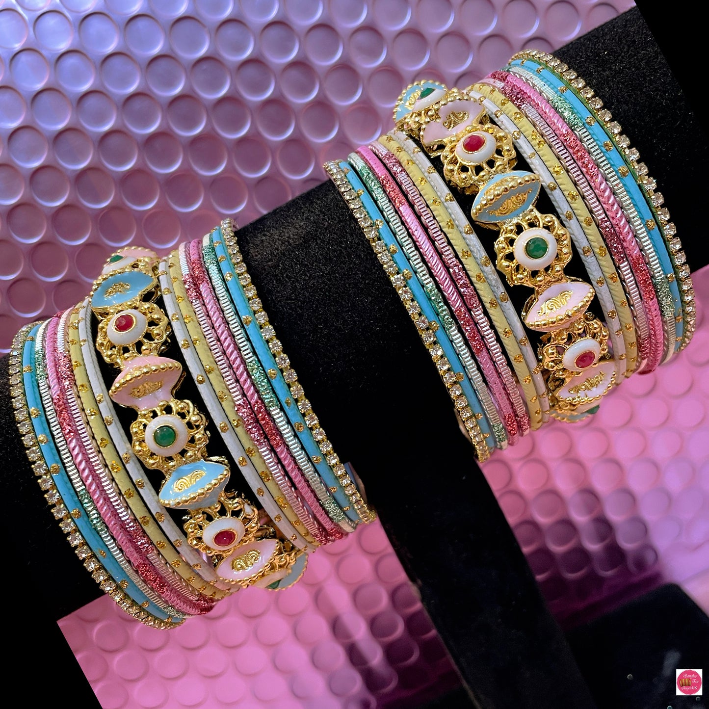 Zirconia Pastel Metal Bangles Set